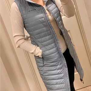 Columbia Light Blue Quilted Long Vest